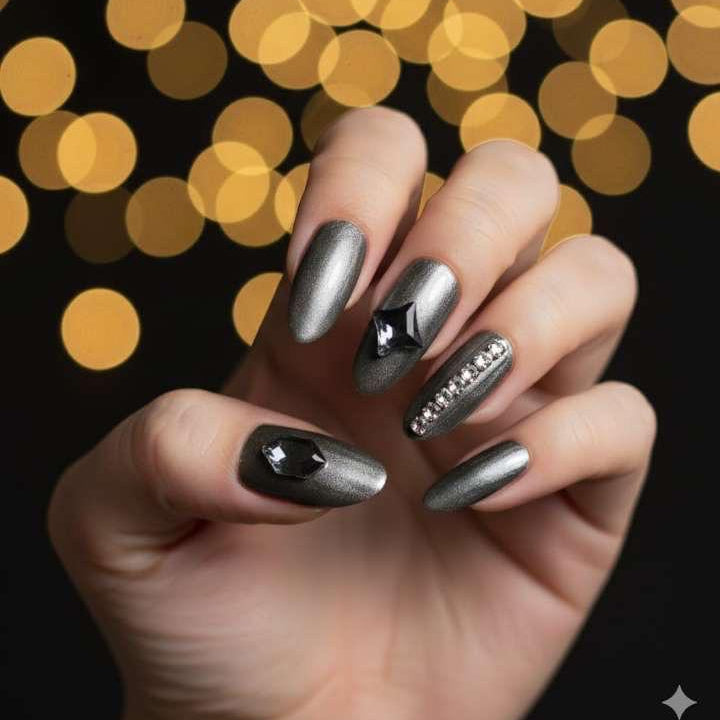 Midnight Luxe Press-On Nails by Aznik Aesthetics ✨