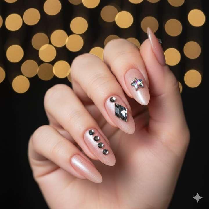 Starlit Nude Press-On Nails by Aznik Aesthetics 💫