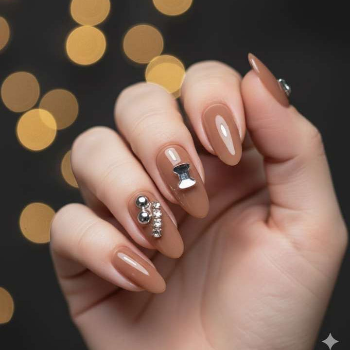 Mocha Luxe Press-On Nails by Aznik Aesthetics ☕✨