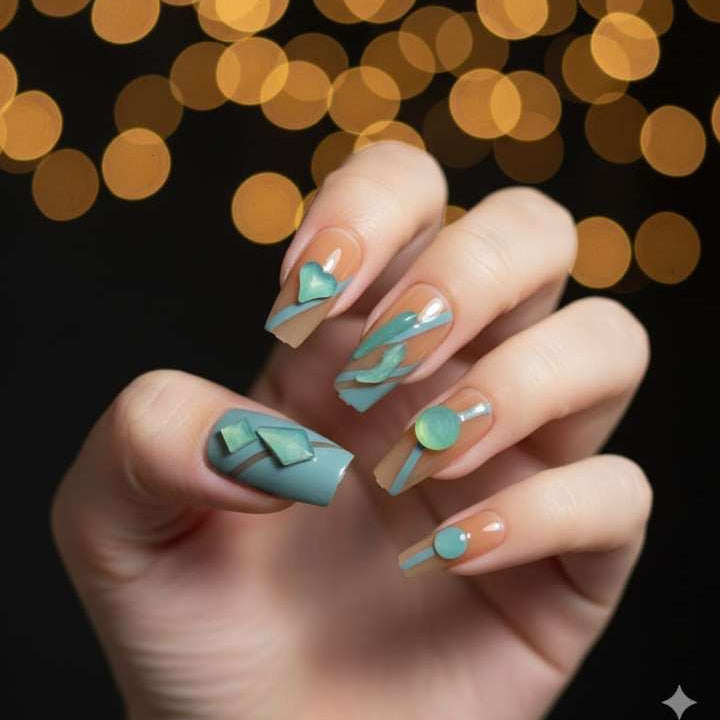 Mint Mirage Press-On Nails by Aznik Aesthetics 🍃