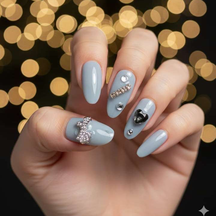 Steel Heart Press-On Nails by Aznik Aesthetics 💎