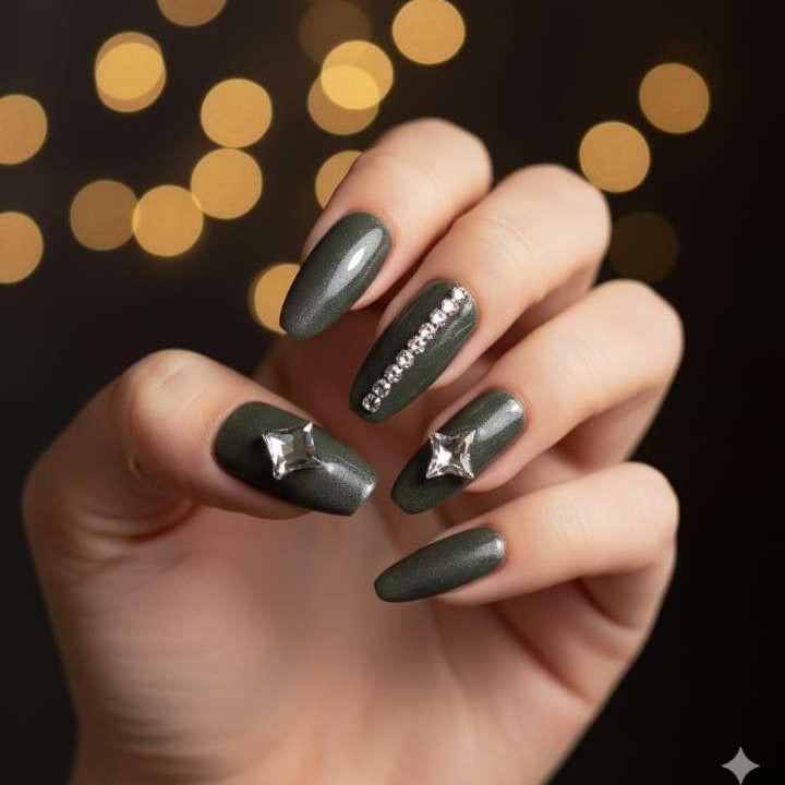 Emerald Elegance Press-On Nails by Aznik Aesthetics ✨