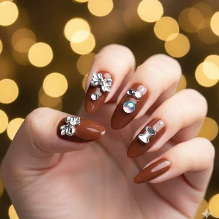 Mocha Mademoiselle Press-On Nails by Aznik Aesthetics ✨