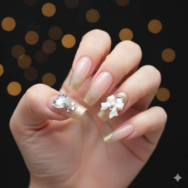 Golden Grace Press-On Nails by Aznik Aesthetics ✨