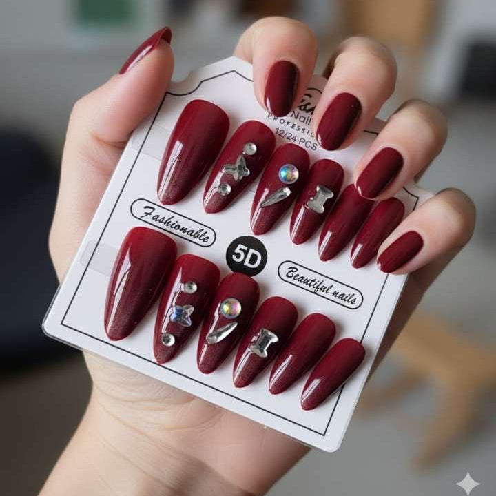 Crimson Allure Press-On Nails by Aznik Aesthetics ✨