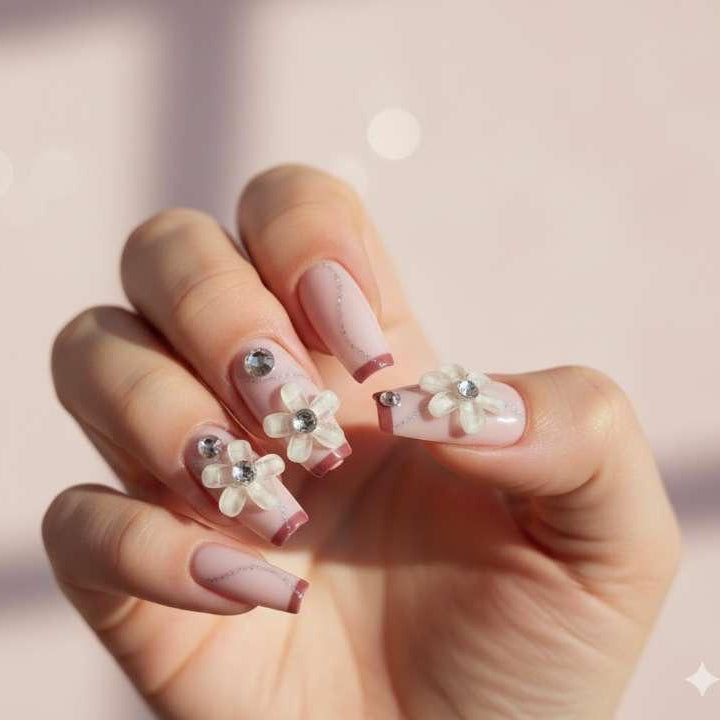 Petal Poise Press-On Nails by Aznik Aesthetics 💖