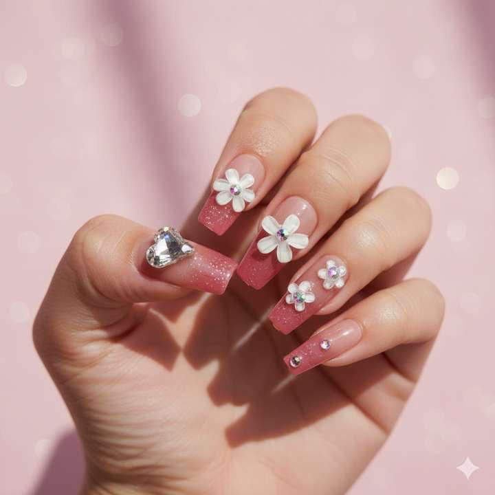 Blossom Kiss Press-On Nails by Aznik Aesthetics 🌸✨