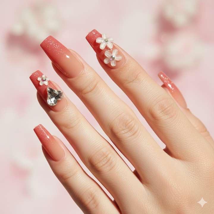 Petal Glow Press-On Nails by Aznik Aesthetics ✨