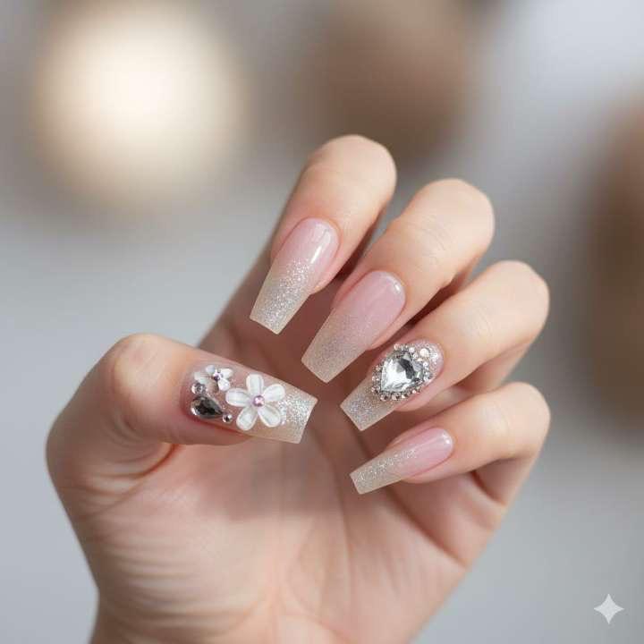 Crystal Bloom Press-On Nails by Aznik Aesthetics ✨